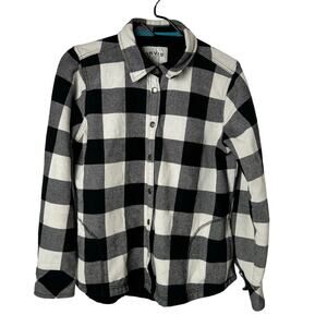 Orvis Buffalo Plaid Black & White Fleece Lined Shacket Women's L
